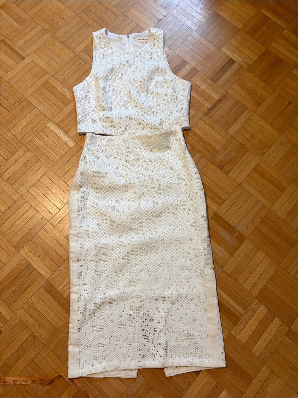 Rebecca Taylor Lace Midi Pencil Skirt suit in White